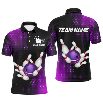 Personalized Purple Bowling Shirts Men Women Bowling Team Jersey Bowling Polo Shirt BDT488