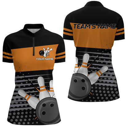 Bowling Quarter-Zip Shirts Women Bowling Team Jersey Custom Bowling Shirt BDT223