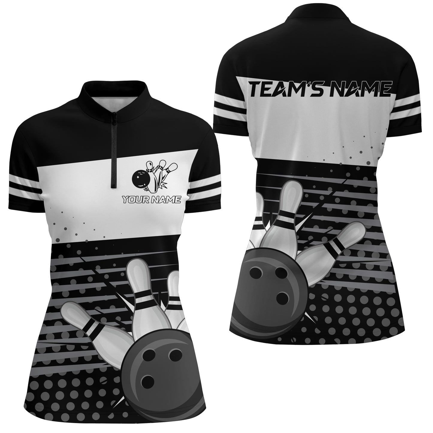 Bowling Quarter-Zip Shirts Women Bowling Team Jersey Custom Bowling Shirt BDT223