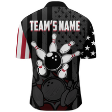 Load image into Gallery viewer, Custom American Bowling Shirt For Men Black Bowling Jersey Team League Bowling 1/4 Zip Shirt BDT334
