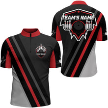 Load image into Gallery viewer, Black&amp;Red Bowling Quarter-Zip Shirt For Men Vintage Bowling Team Jersey Custom Bowling Shirt BDT182