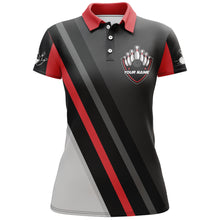 Load image into Gallery viewer, Black&amp;Red Bowling Polo Shirt For Women Vintage Bowling Team League Jersey Custom Bowling Shirt BDT181