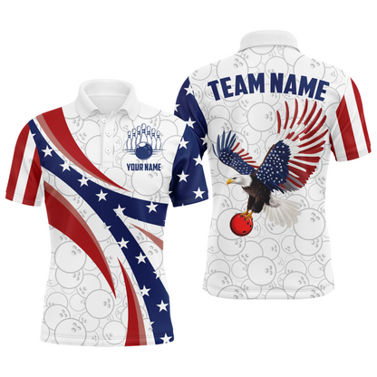 American Bowling Polo Shirt Men & Women Custom Eagle Bowling Team Jersey Patriotic BDT560