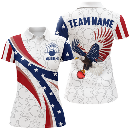 American Bowling Polo Shirt Men & Women Custom Eagle Bowling Team Jersey Patriotic BDT560