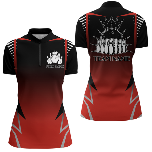 Custom Bowling Quarter-Zip Shirt For Women Bowling Team Jersey Personalized Bowling Shirts BDT345
