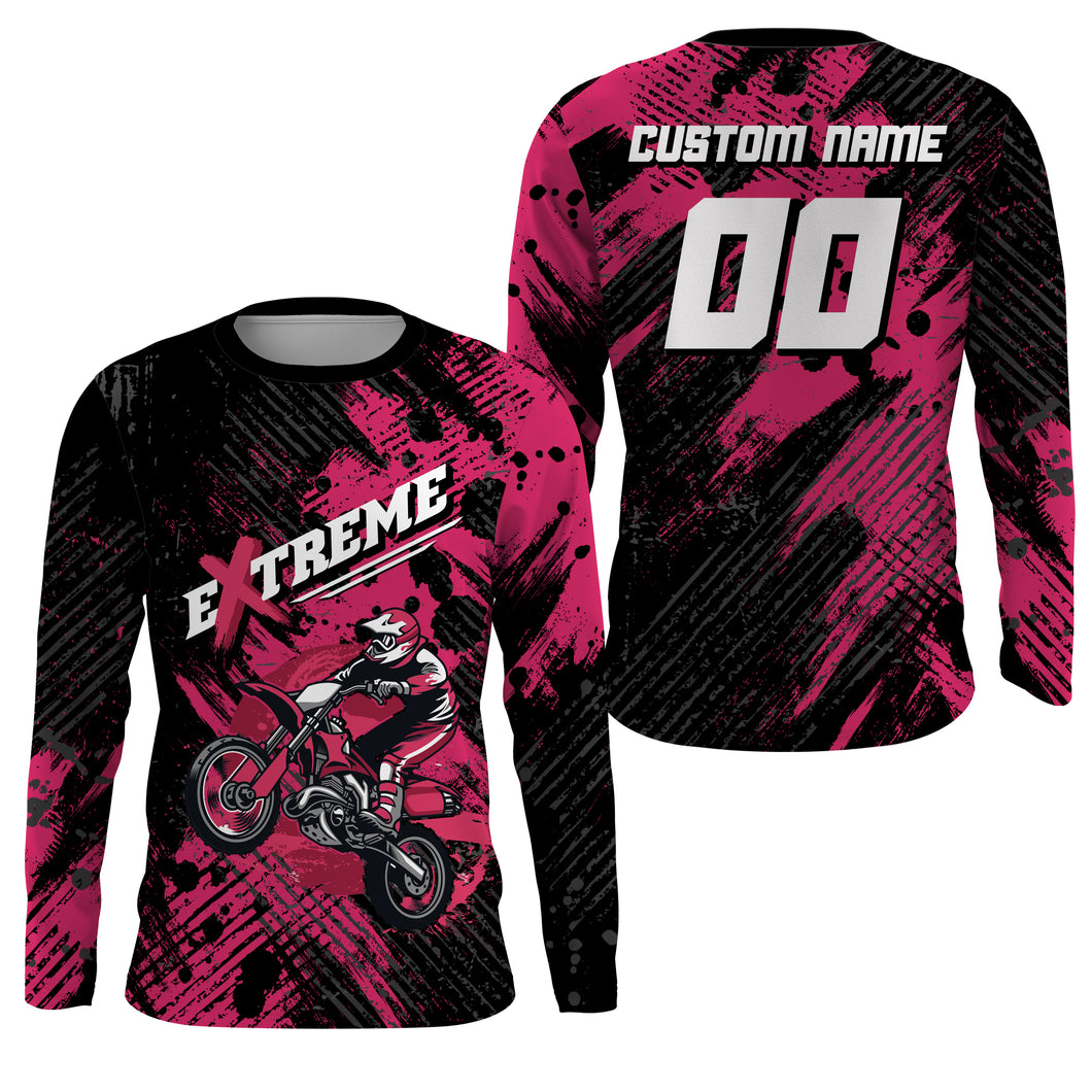 Custom Dirt Bike Jersey Kid Men Women Upf30+ Pink Motocross Racing Shirt Motorcycle PDT675