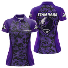 Load image into Gallery viewer, Personalized Camo Bowling Jersey Women Bowling Team Shirt Custom Bowling Polo Shirt BDT327