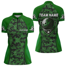 Load image into Gallery viewer, Camo Bowling Jersey For Women Bowling Team Shirt Custom Bowling Quarter-Zip Shirt BDT327