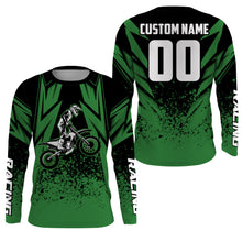 Load image into Gallery viewer, Kid Men Women Motocross Jersey Personalized UPF30+ Green Dirt Bike Shirt Off-Road Motorcycle PDT636