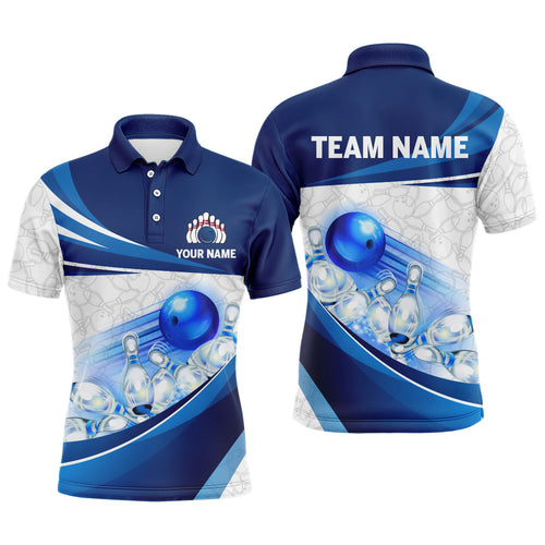 Custom Bowling Shirt For Men Navy Bowling Team Jersey Custom 3D Bowling Polo Shirts BDT300