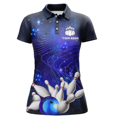 Blue Bowling Jersey For Women Custom Bowling Shirt 3D Bowling Polo Shirt For Team BDT250