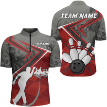 Load image into Gallery viewer, Custom Bowling Jersey For Men Bowling Quarter-Zip Shirt Team Bowling Short Sleeve BDT270