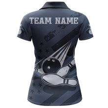 Load image into Gallery viewer, American Flag Bowling Polo Shirt Team Patriotic Bowling Jersey For Women Bowlers Short Sleeve BDT265
