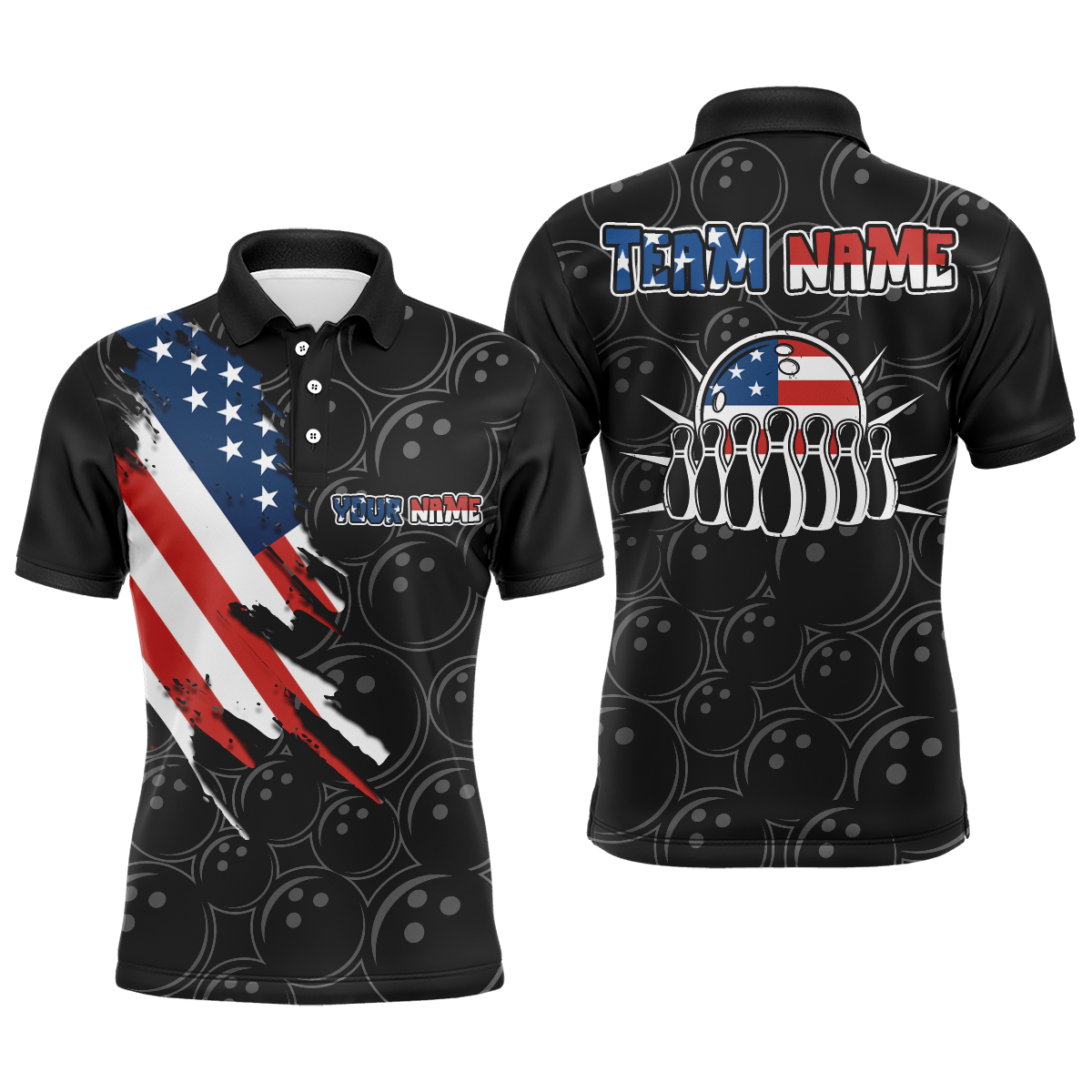 American Bowling Shirts Men Custom Bowling Polo Shirt Team League Bowling Jerseys BDT348