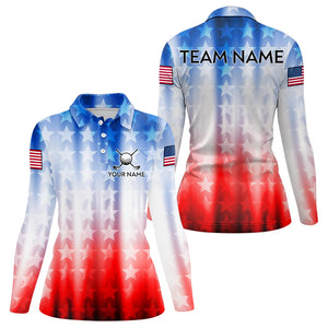 Patriotic Golf Polo Shirt for Men Women Custom Golf Shirts Red and Blue Golf Apparel MMG44
