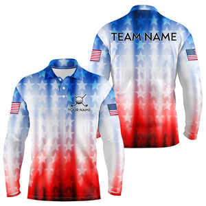 Patriotic Golf Polo Shirt for Men Women Custom Golf Shirts Red and Blue Golf Apparel MMG44
