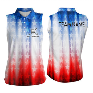 Patriotic Golf Polo Shirt for Men Women Custom Golf Shirts Red and Blue Golf Apparel MMG44