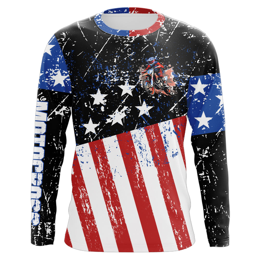 Patriotic Motocross Racing Jersey Kid Adult Dirt Bike Shirt American Flag Riding Shirt XM326
