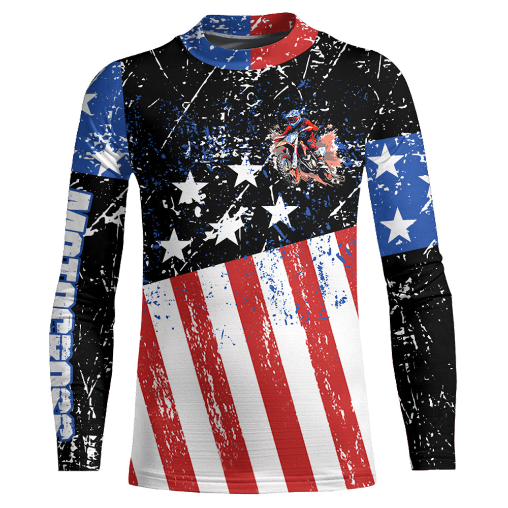 Patriotic Motocross Racing Jersey Kid Adult Dirt Bike Shirt American Flag Riding Shirt XM326