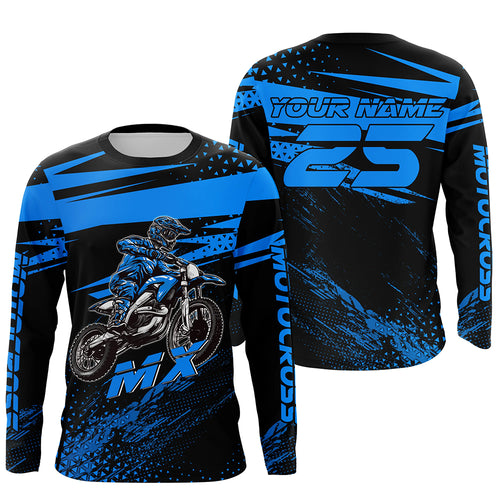Blue Motocross Racing Jersey Upf30+ Dirt Bike Shirt Motorcycle Off-Road MX Jersey XM290