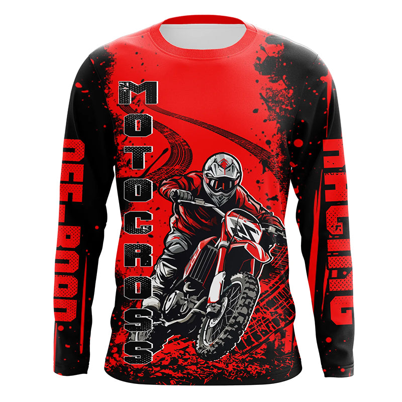 Red Motocross Jersey Custom Dirt Bike Shirt Upf30+ Kid Men Women Off-road Racing Shirt XM309