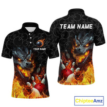 Load image into Gallery viewer, Custom Dragon Flaming Bowling Shirt for Men and Women Team Name Bowling Jersey MBL96