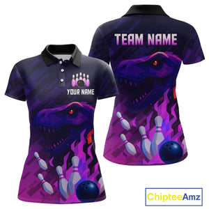 Dinosaur Purple Bowling Shirts for Men Women Custom Team Bowling Jerseys for Bowlers MBL133
