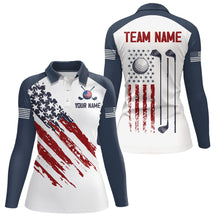 Load image into Gallery viewer, Custom Patriotic Golf Polo Shirt White Golf Shirts for Men Women Team Name MMG45