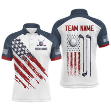 Load image into Gallery viewer, Custom Patriotic Golf Polo Shirt White Golf Shirts for Men Women Team Name MMG45