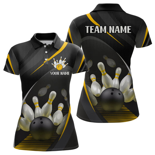 Yellow Bowling Shirts for Men Women Team Custom Bowling Polo & Quarter Zip Shirt MBL71