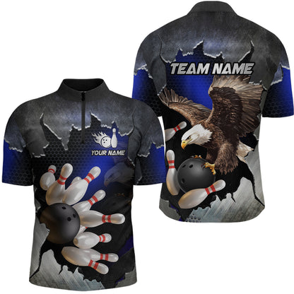 Custom Eagle Blue Bowling Shirt for Men Women Team Eagle Bowling Jersey Shirts MBL77