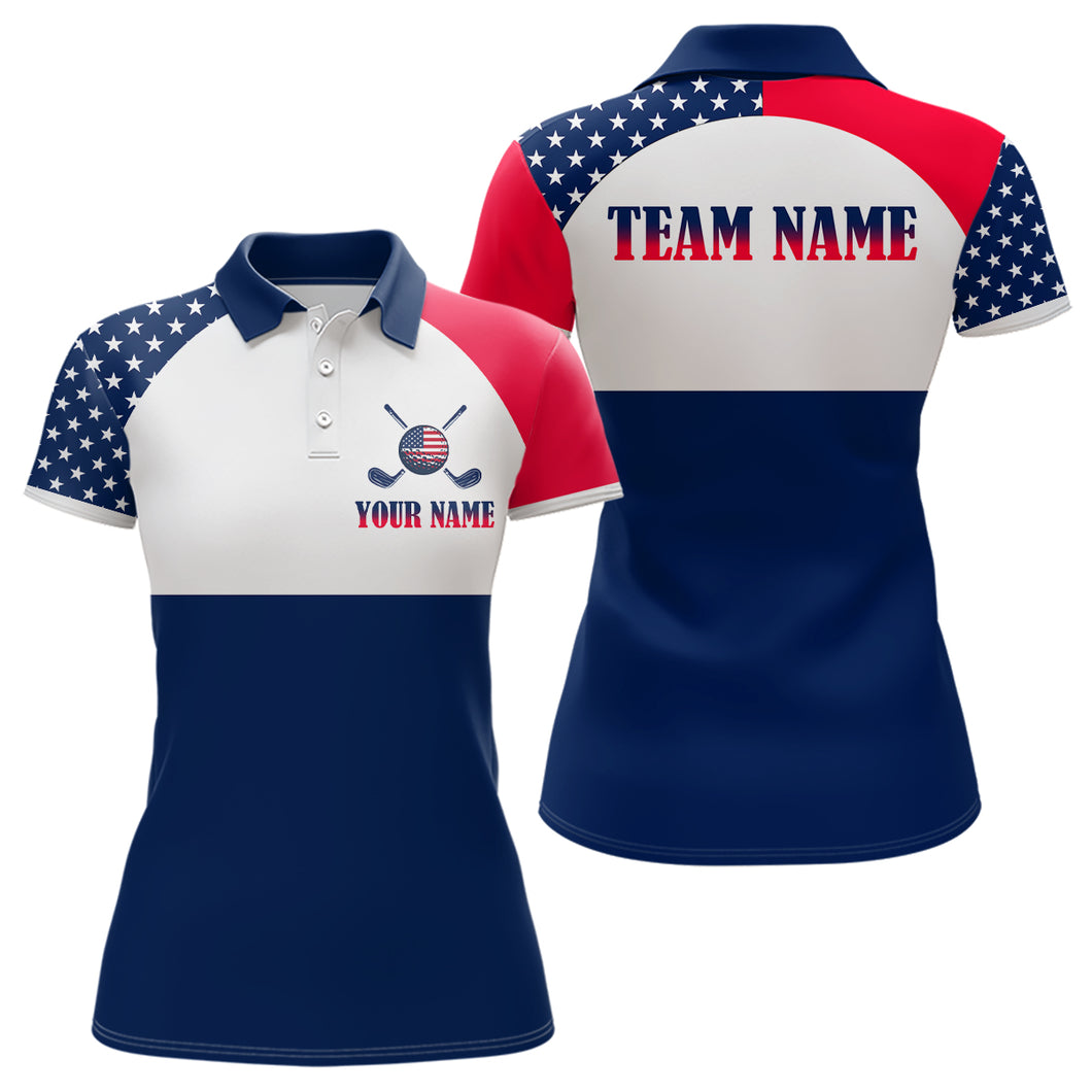 Custom Patriotic Golf Polo Shirt for Men Women Team US Flag Golf Apparel for Golfer MMG18