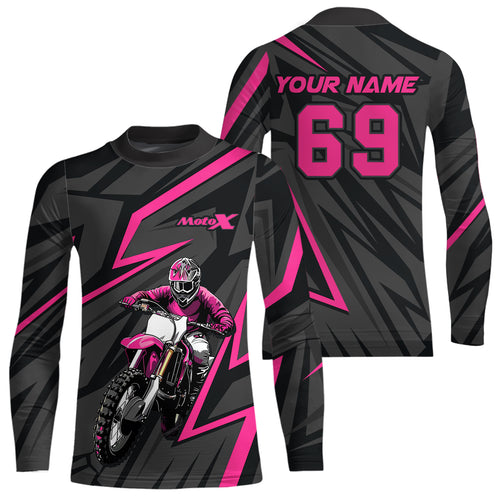 Custom Motocross Racing Jersey Pink Dirt Bike Shirt Kid Men Women Off-road Shirt XM305