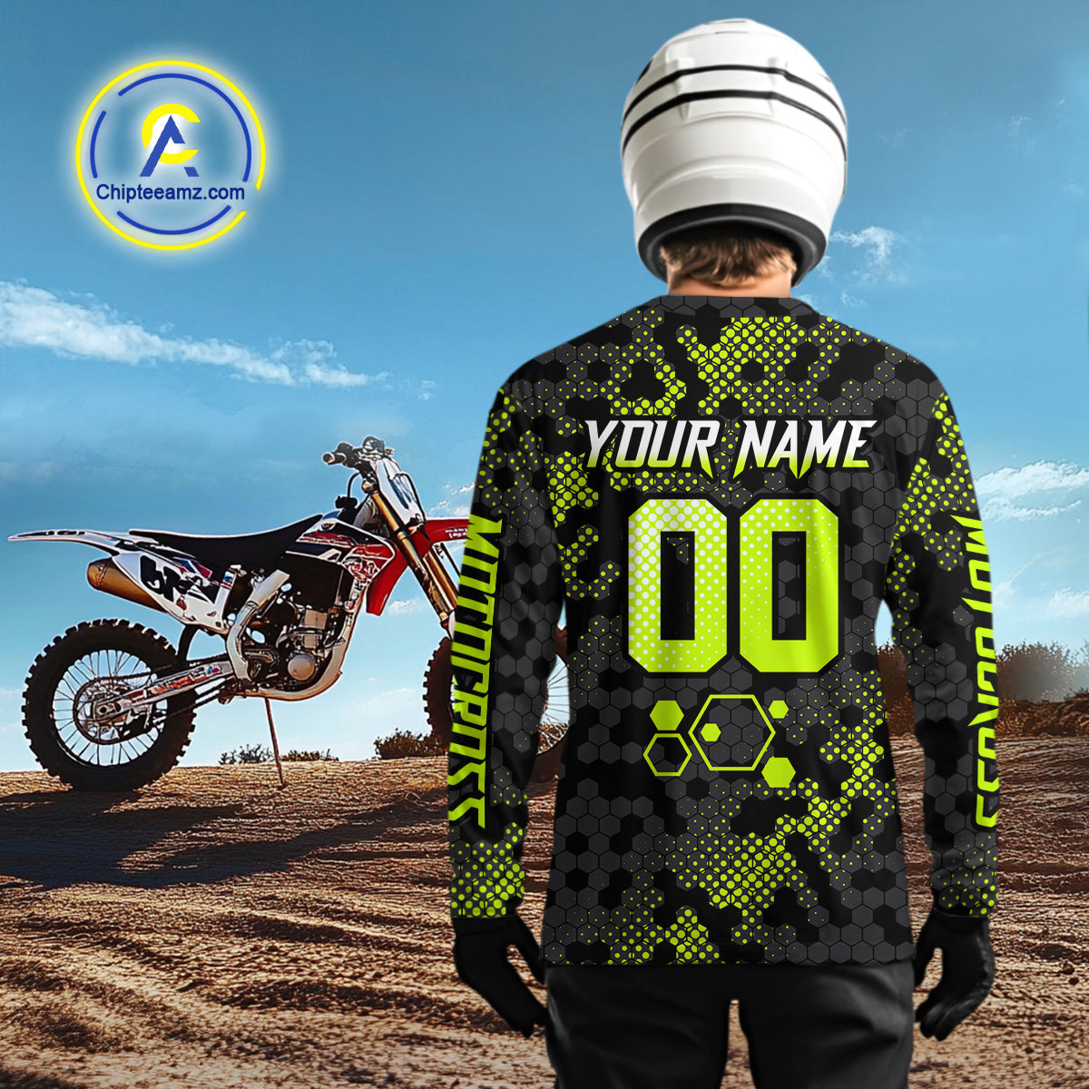 Custom Dinosaur Motocross Racing Jersey Green Dirt Bike Jersey for Men Kid Women XM387