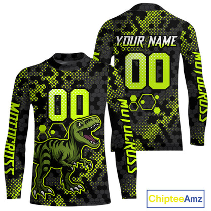 Custom Dinosaur Motocross Racing Jersey Green Dirt Bike Jersey for Men Kid Women XM387