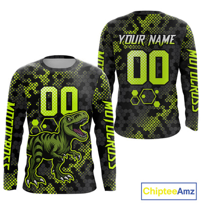 Custom Dinosaur Motocross Racing Jersey Green Dirt Bike Jersey for Men Kid Women XM387