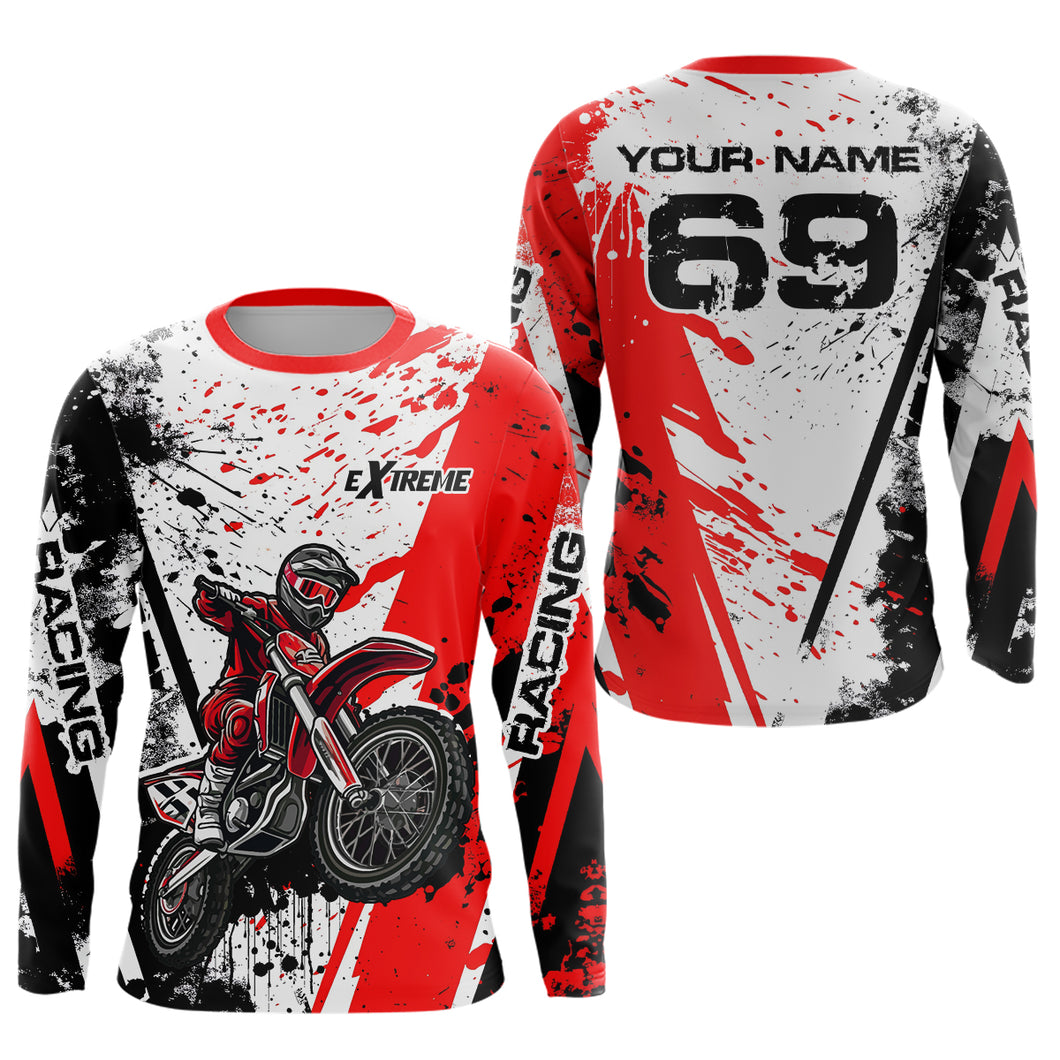 Dirt Bike  Motocross Racing Jersey Red Upf30+ Motorcycle Shirt For Kid Men Women XM313