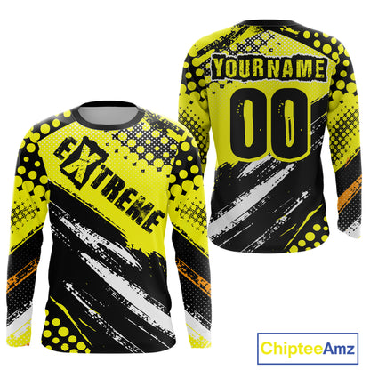 Black and Yellow Motocross Jersey Custom Dirt Bike Riding Shirts for Men Kid Women XM383