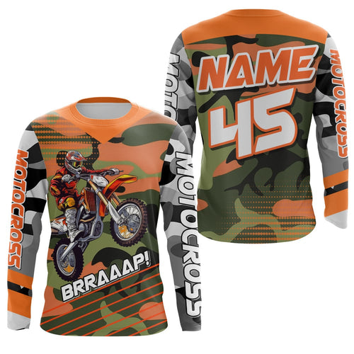 Camo Motocross Racing Jersey UPF30+ Youth Dirt Bike Shirt Kid Women Men Off-road Jersey XM132