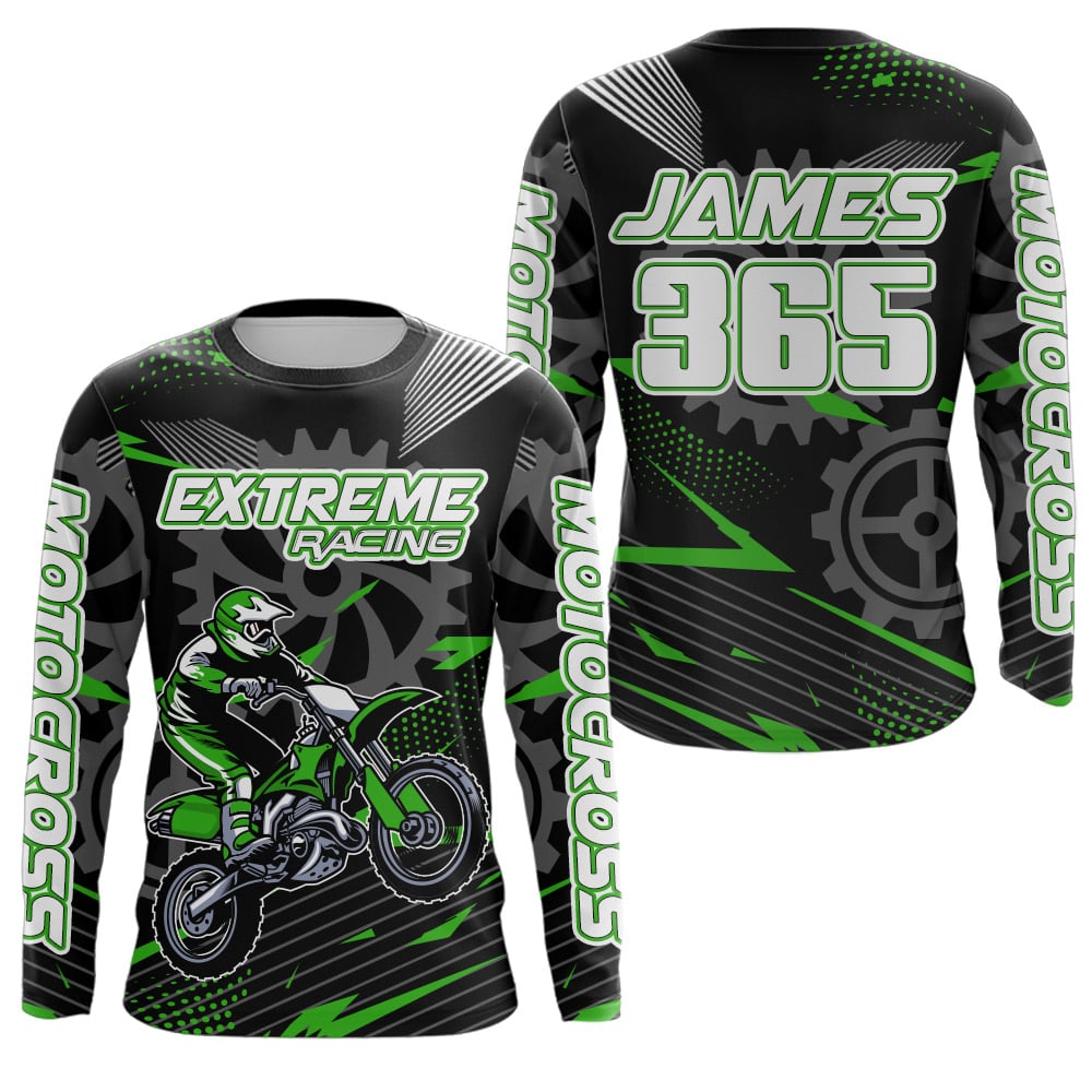 Green Motocross Racing Jersey UPF30+ Dirt Bike Shirt Kids Women Men Extreme Off-road Jersey XM134