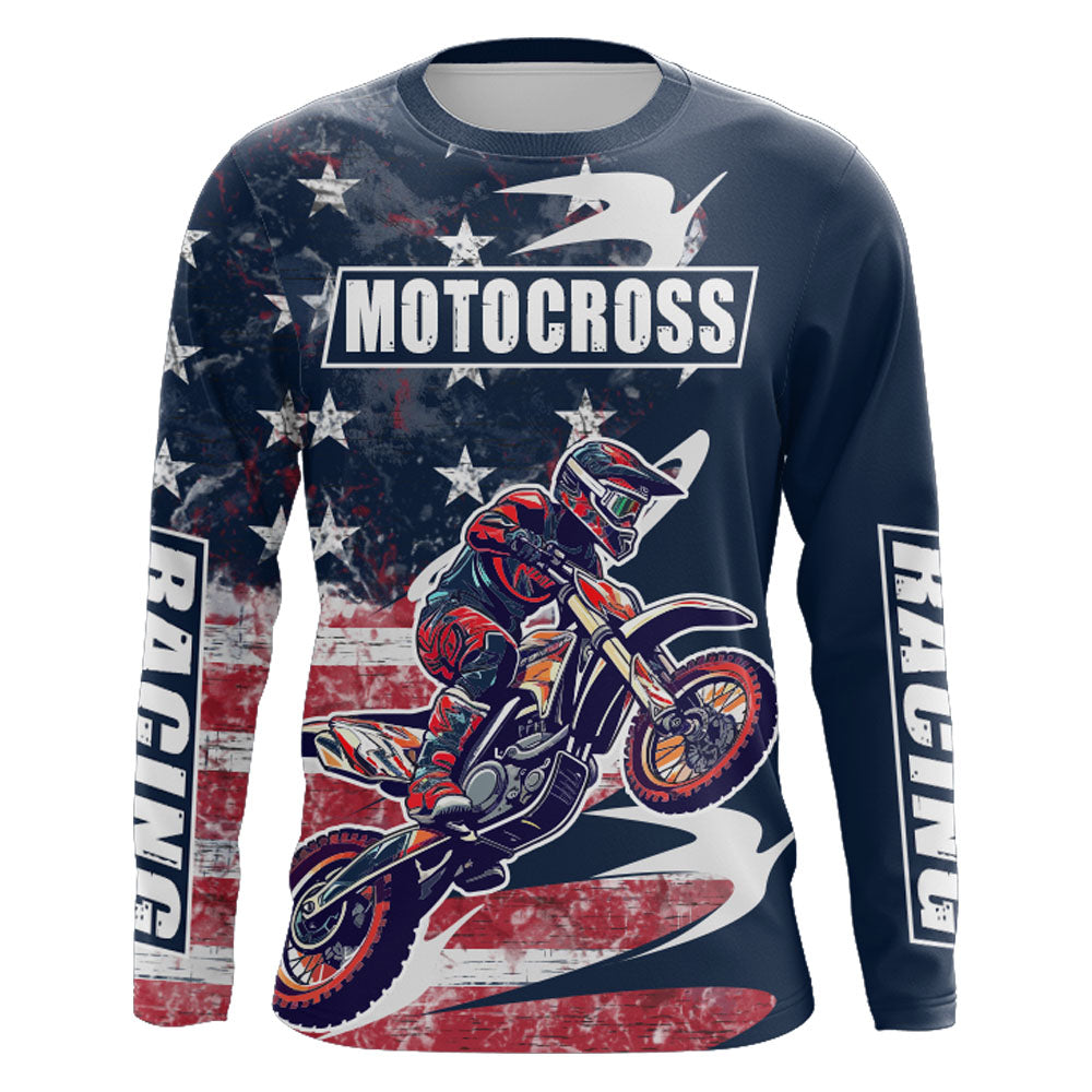 Motocross Jersey UPF30+ American Flag Dirt Bike Racing Adult&Kid Off-Road Motorcycle Shirt| XM67