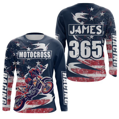 Motocross Jersey UPF30+ American Flag Dirt Bike Racing Adult&Kid Off-Road Motorcycle Shirt| XM67