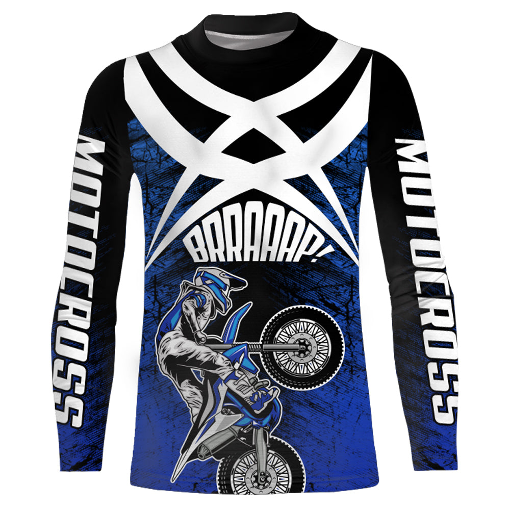 Blue Motocross Racing Jersey Youth Dirt Bike Shirt UPF30+ Motorcycle Racing Jersey XM198
