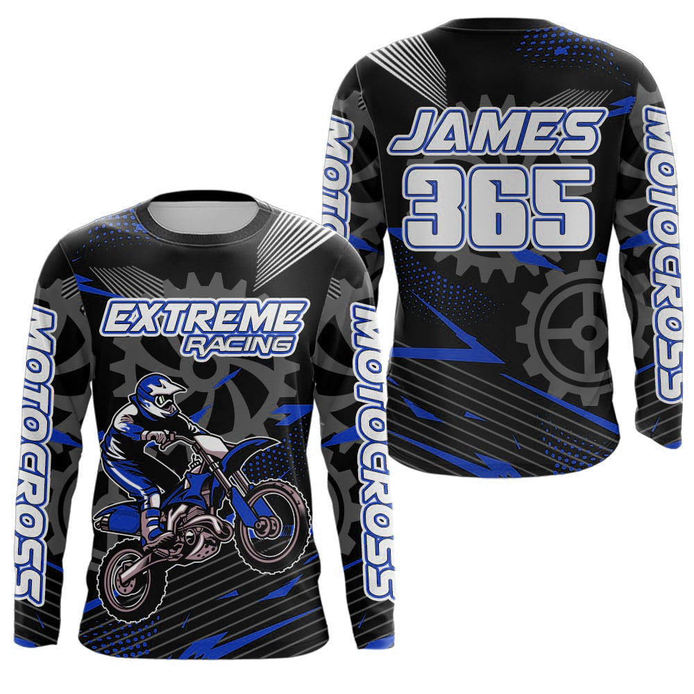 Blue Motocross Racing Jersey Upf30+ Dirt Bike Shirt Kids Women Men Off-road Jersey XM199