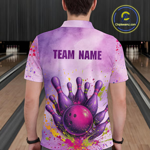 Purple Bowling Shirts for Women Men Team Bowling Polo & Quarter Zip for Bowlers MBL119