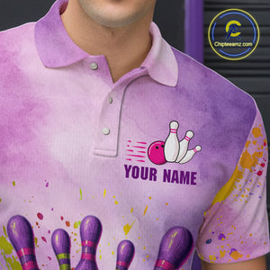 Purple Bowling Shirts for Women Men Team Bowling Polo & Quarter Zip for Bowlers MBL119
