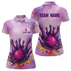 Purple Bowling Shirts for Women Men Team Bowling Polo & Quarter Zip for Bowlers MBL119