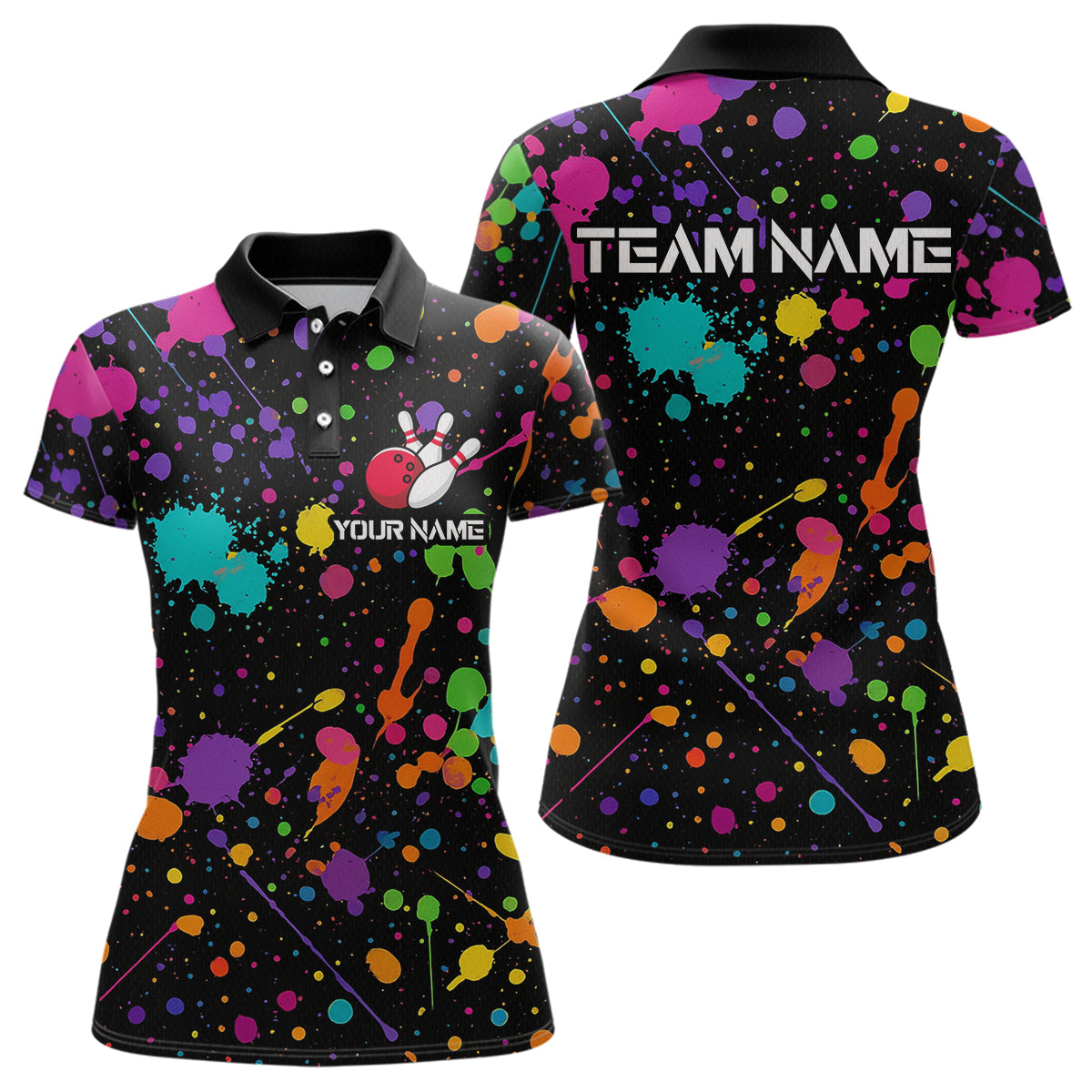 Colorful Watercolor Bowling Shirt for Men Women Custom Team Bowling Polo & Quarter Zip MBL98