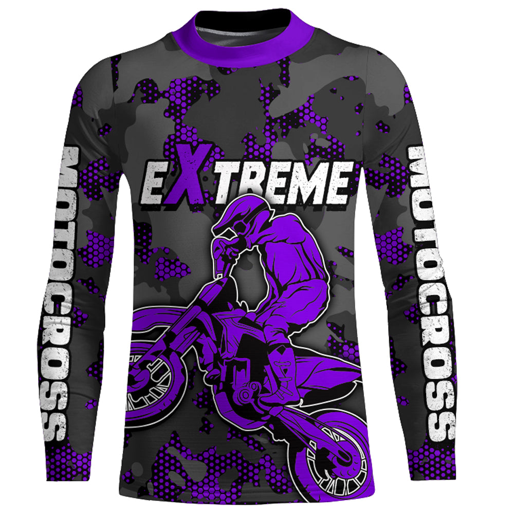 Motocross Jersey Purple Upf30+ Dirt Bike MX Racing Kid Men Women Motorcycle Shirt XM112