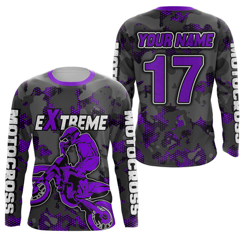 Motocross Jersey Purple Upf30+ Dirt Bike MX Racing Kid Men Women Motorcycle Shirt XM112
